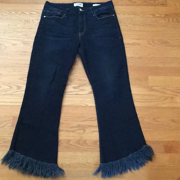 Frame Denim Denim - Frame Denim Le Crop Mini Boot Fringe Hem Jeans 30